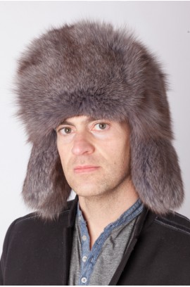 Blue arctic fox fur hat – Russian style